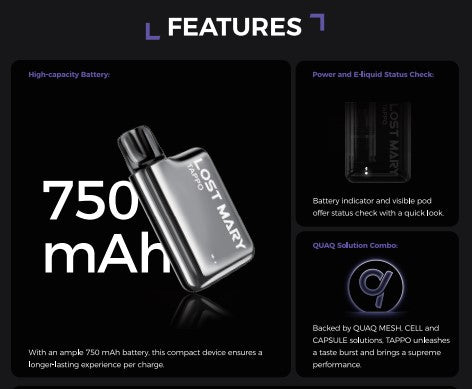 Lost Mary Tappo Prefilled Vape Kit Systems 1X10 pack